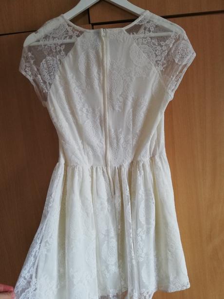 Šaty so španielskou čipkou vo farbe ivory 36/38, h&m,36