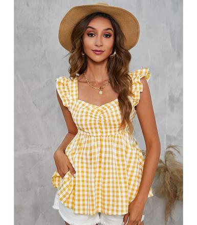 Top yellow gingham, l / m