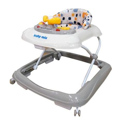 Baby mix detské chodítko svetlošedé so silikónovým,