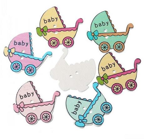 Drevený gombík - ozdoba kočík, 