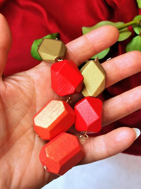 Bijou brigitte - trojfarebné drevené náušnice, bijou brigitte