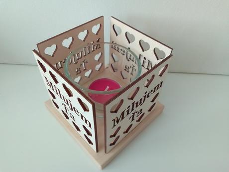 Drevený svietnik milujem ťa / ľúbim ťa, 