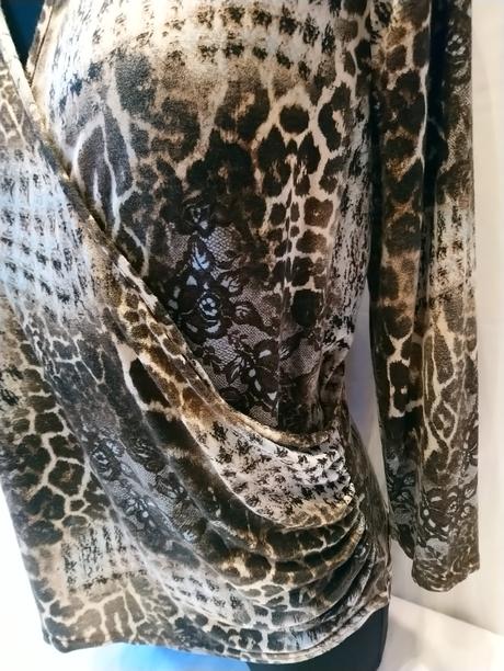 Dámsky hnedý elastický top prekrížený, just elegan, xl