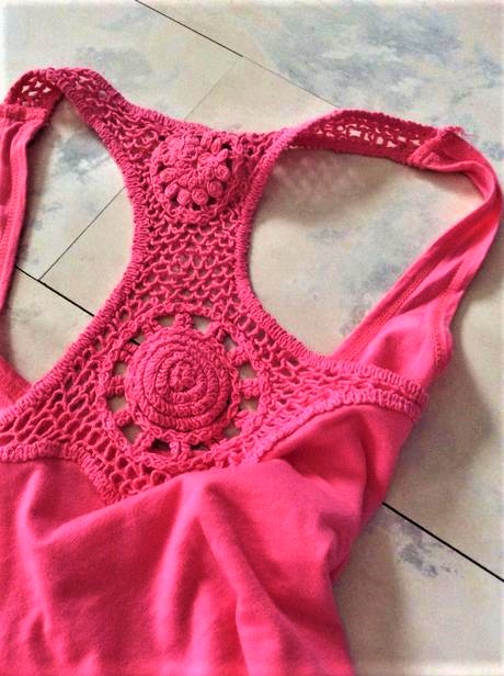 Tielko s háčkovanou madeirou vzadu, fishbone,xs