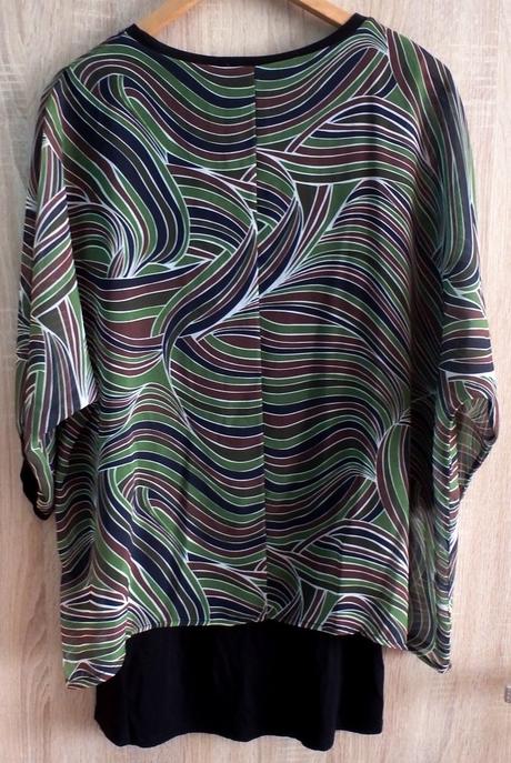 Dvojvrstvová blúzka čierna/zelená/hnedá/khaki,v.xl, xl