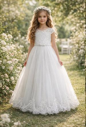 Exkluzívne detské spoločenské dlhé tylové šaty, 140 / 146 / 152