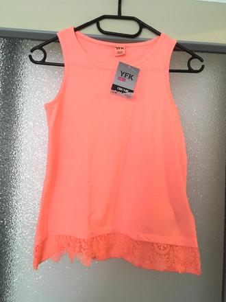 Neónové tielko s krajkou na 8-10 rokov, 134