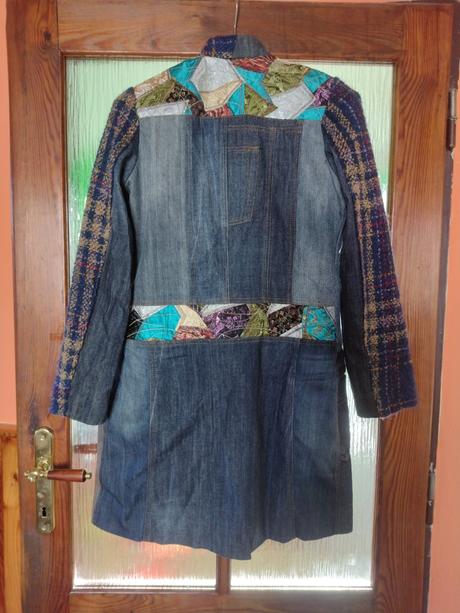 Rifľovo - patchworkový kabát zn. desigual., desigual,40