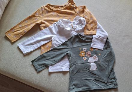 Set 3 x tričko dlhý rukáv, c&a,80
