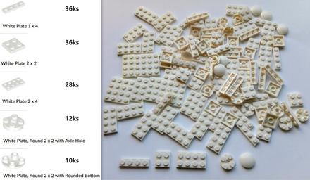 X10 lego originál diely, biele,