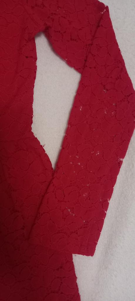 Sviatočné čipkované červené šaty h&m 8-10 rokov, h&m,134