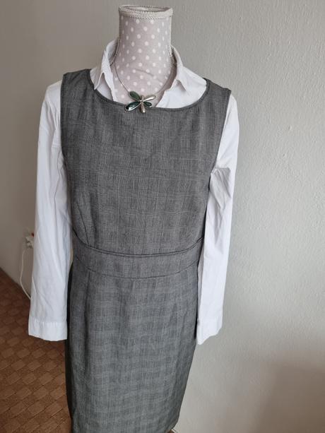 Sivé káro biznis šaty lindex veľ. 40 bez blúzky, lindex,40