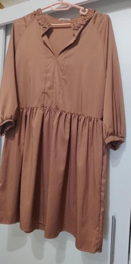 Šaty kavove, tunika, 38
