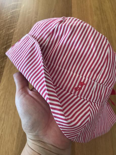 Jacadi červený pásikovaný klobúk veľkosť 55, jacadi,56