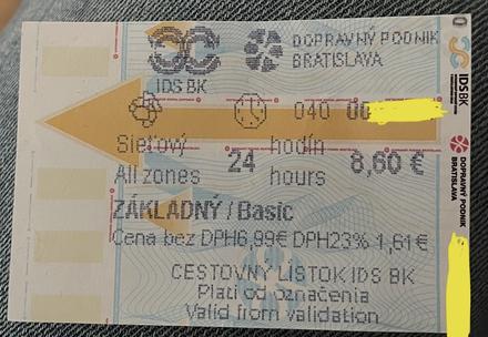 Predám 24-hodinový lístok mhd ba základný basic, 