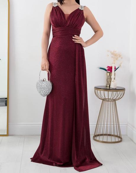 Bordové trblietavé šaty, xl