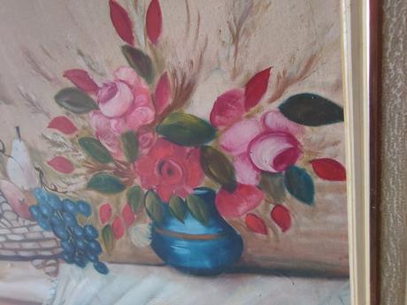 Retro olejomaľba ovocný košík 115x70cm,