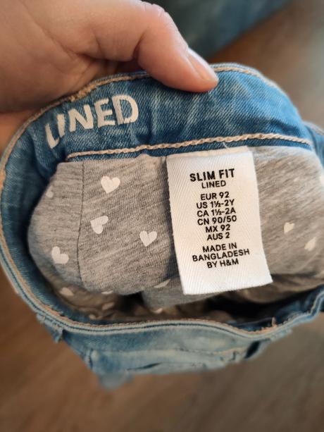 Rifle bledomodré podšité slim fit, h&m,92