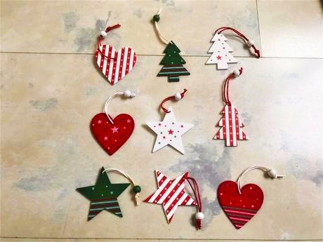 Drevené naturálne ozdoby 36 ks, 