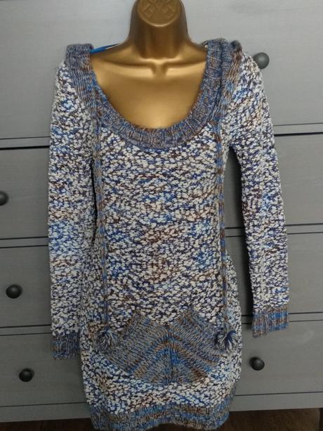 Dlhší sveter/pletené šaty s kapucňou, bonprix,s