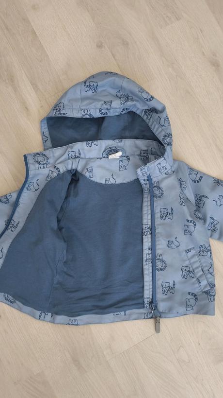 Chlapčenská modrá jarná bunda so zvieratkami, h&m,80