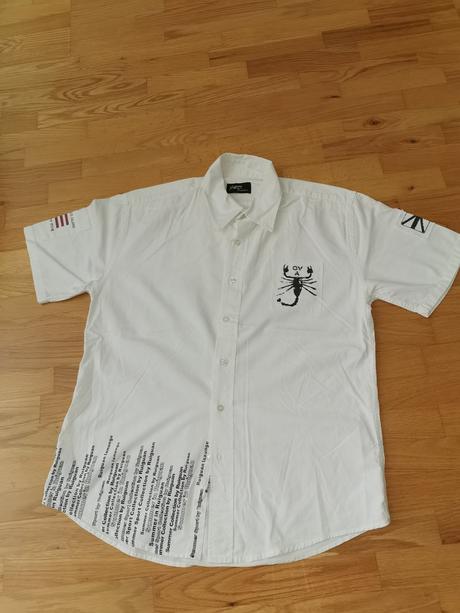 Biela bavlnená košeľa s potlačou, l