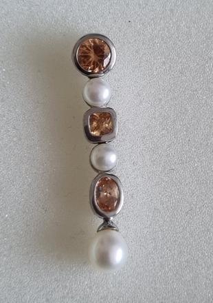 Stieborný prívesok zirkóny perly, 