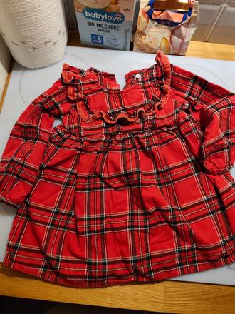 Červené kárované šaty pre dievčatko, 98