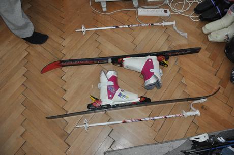 Lyže 120 + lyžiarky, 120-129 cm