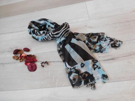 Šatka vzorovaná hnedá s tyrkysovou, 