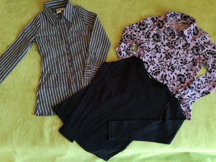 2x blúzka a čierny nátelník 140- 152, xs
