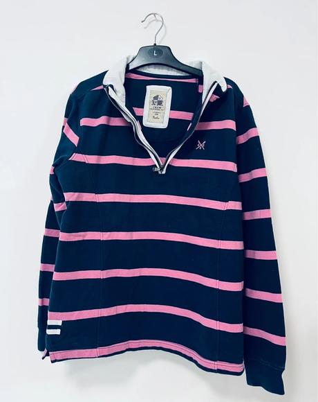 Dámska pásikavá mikina crew clothing na zips, l