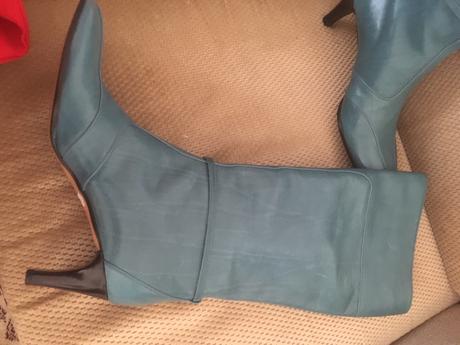 Damske tyrkys kožene čižmy vysoke, 38