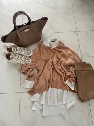 Základný sveter- hnedý, zara,s