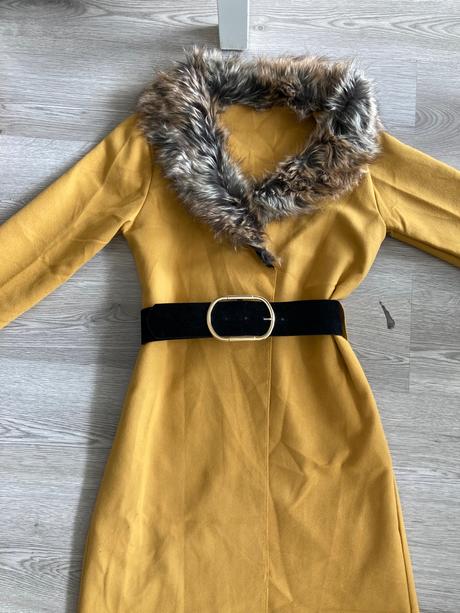 Vlneny horčicovy kabat xs, xs