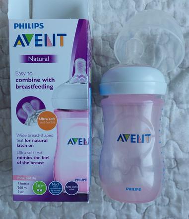 Flasa 260ml avent pink + novy cumlik c.2, avent
