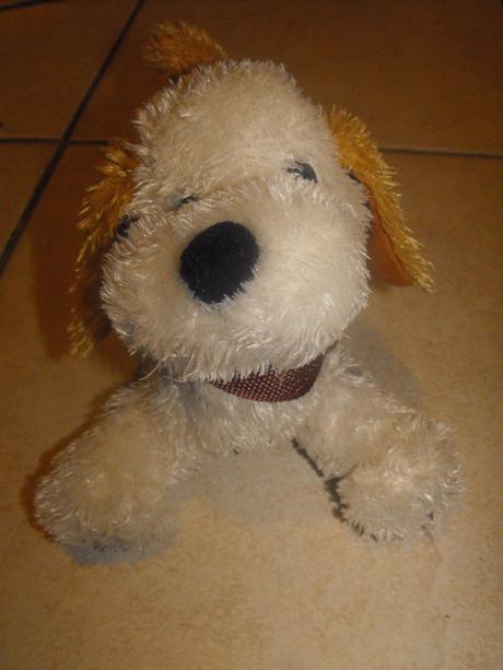 Plyšový psík s obojkom,