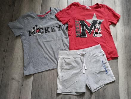 2x tričká mickey mouse+ kratasky 122/128, 122