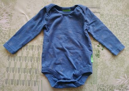 Modré body s motívom, boby, 68-74 cm, 74