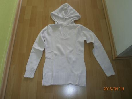 Biely pulovrík s kapucou, fishbone,xs