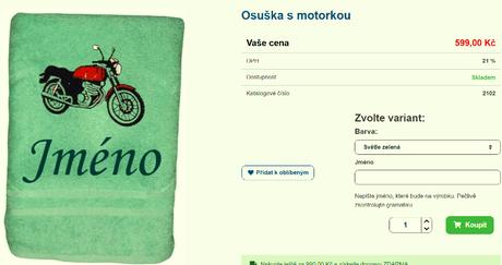 Osuška s motorkou a s menom "radeček",