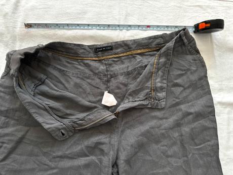 Ľanové olivové nohavice, l