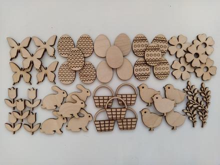 Veľkonočné drevené výrezy 3 cm / 50 ks balík, 