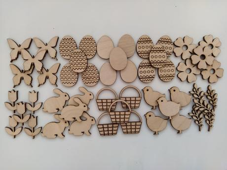 Veľkonočné drevené výrezy 3 cm / 50 ks balík, 