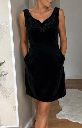 Laura ashley zamatové šaty s vyšivkou, laura ashley,40