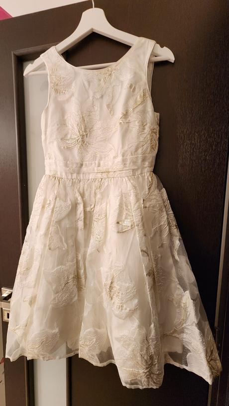 Slávnostné krémové šaty next 134 cm 9 r., next,134