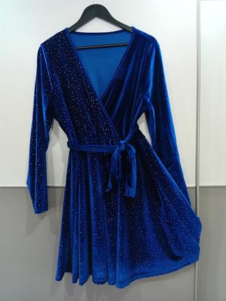 Modré trblietavé šaty xl/xxl, xl