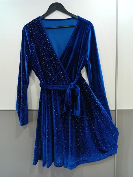 Modré trblietavé šaty xl/xxl, xl