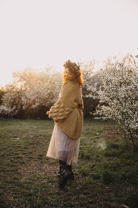 Oversized cardigan s bublinovými rukávmi,akryl, 