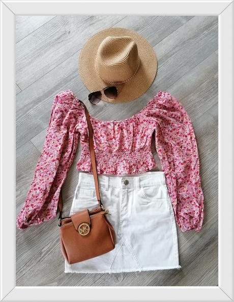 Biela džínsová sukňa a crop top s, tally weijl,s